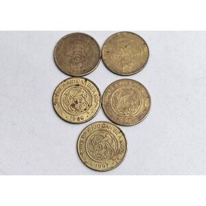 Exonumia 1990s Chuck E Cheese Tokens Lot of 5 (1992, 1995, two 1996, 1997) VTG